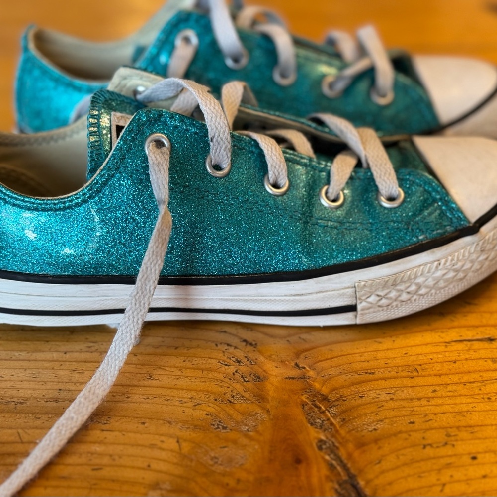 Converse Kids Shimmering Teal Sneakers - Picture 6 of 12